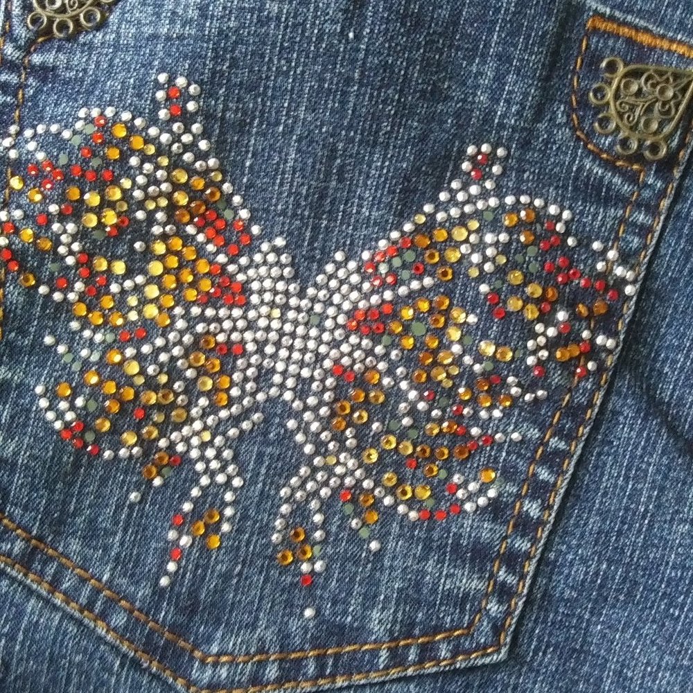 Jeans lots of bling butterfly back pockets RVT brand size 11 junoirs